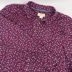 Maeve Anthropologie Floral‎ Button Down Shirt Long Sleeve Burgundy Blue 14